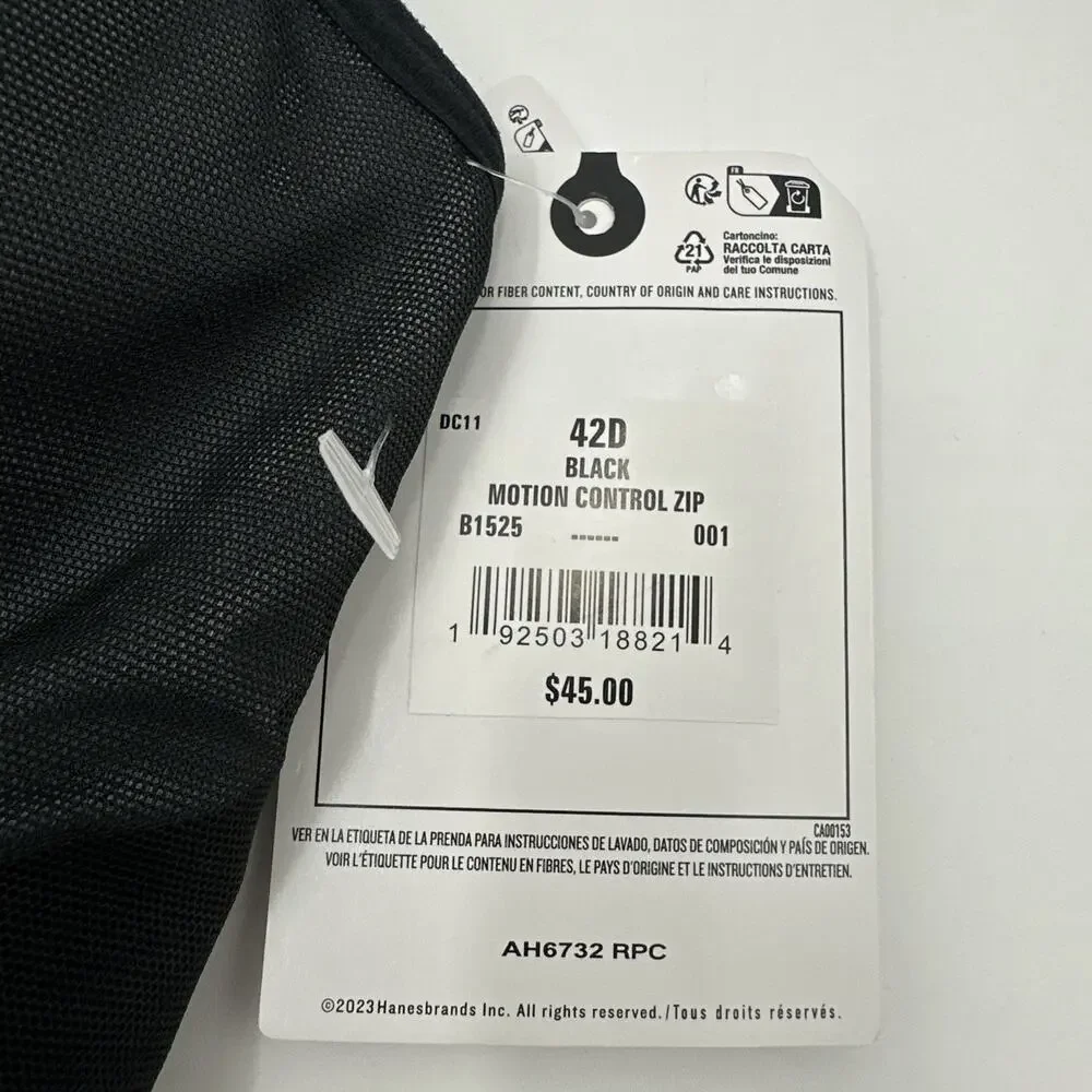 Champion Women's Motion Control Zip Front Sports Bra Size 42D